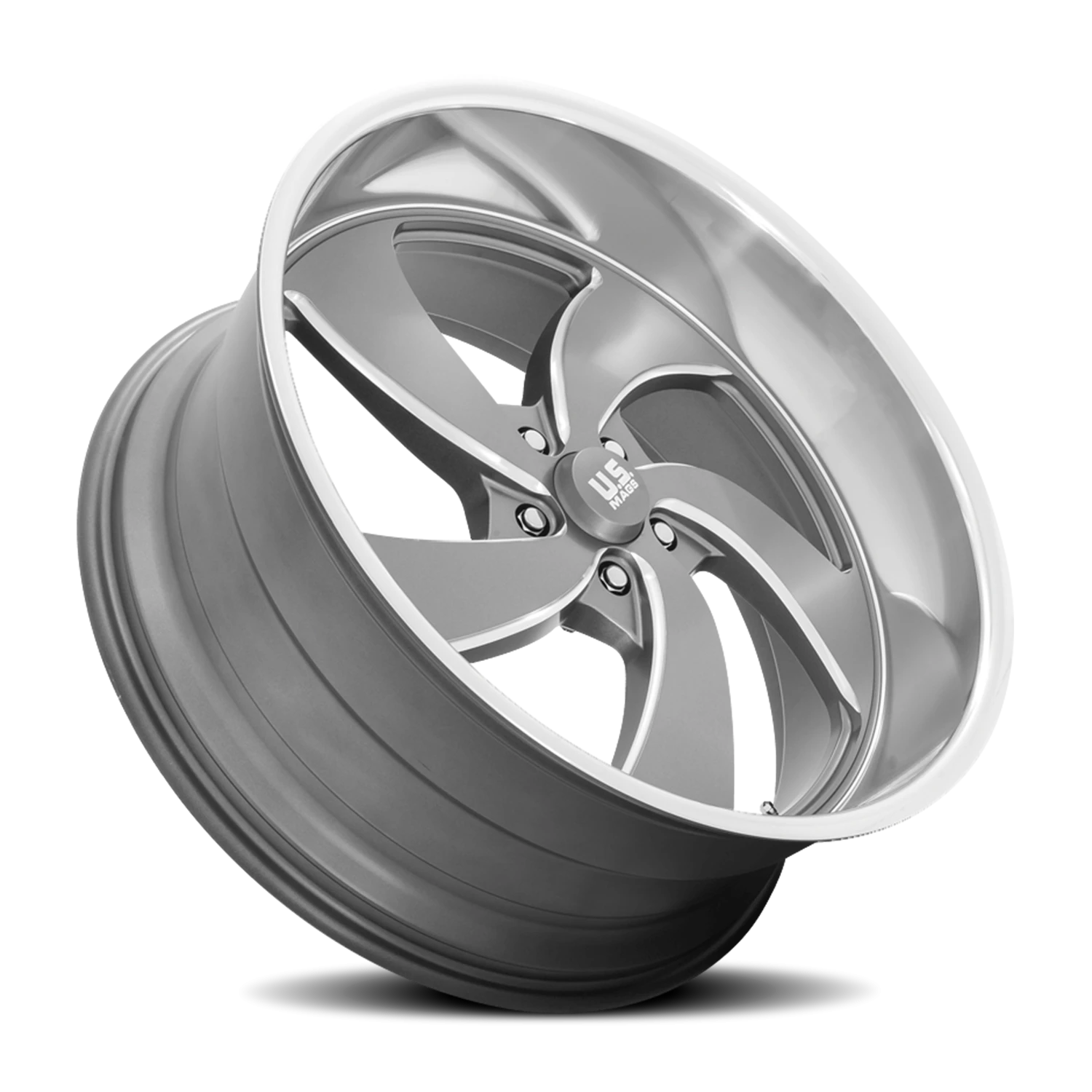 US Mags Desperado 5 22x10.5" 5x120.65mm 72.7mm CB +1mm Anthracite Milled-Diamond Cut Lip