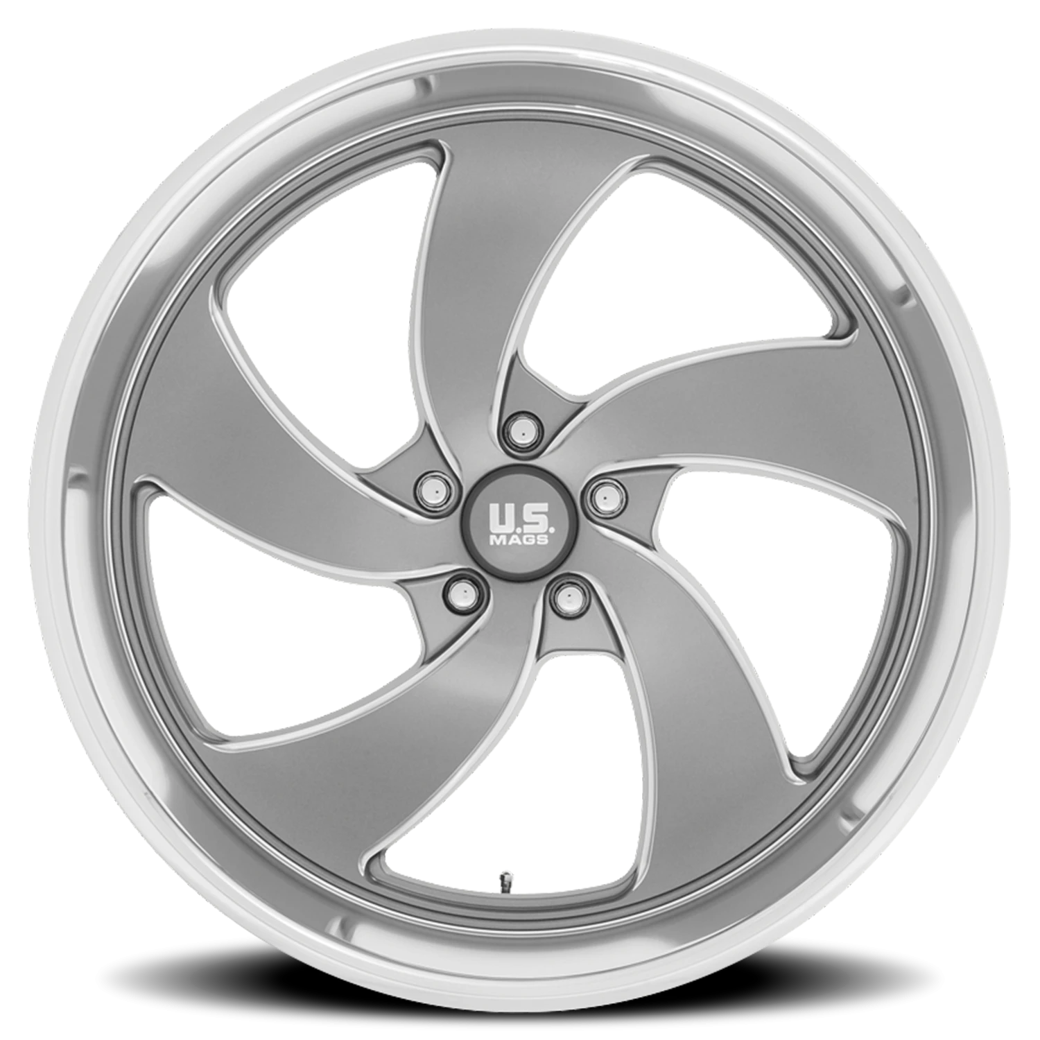 US Mags Desperado 5 22x10.5" 5x120.65mm 72.7mm CB +1mm Anthracite Milled-Diamond Cut Lip