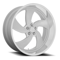 US Mags Desperado 5 20x8" 5x120.65mm 72.56mm CB +1mm Brushed Silver Milled-Diamond Cut Lip