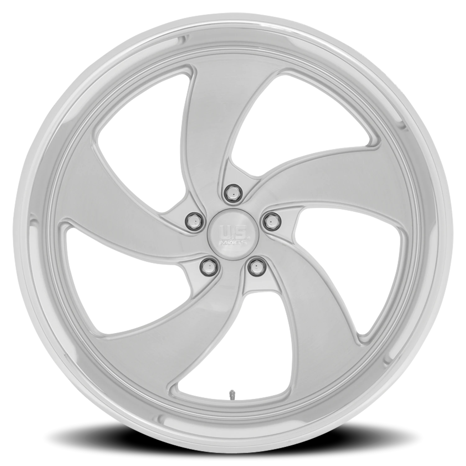 US Mags Desperado 5 20x8" 5x120.65mm 72.56mm CB +1mm Brushed Silver Milled-Diamond Cut Lip