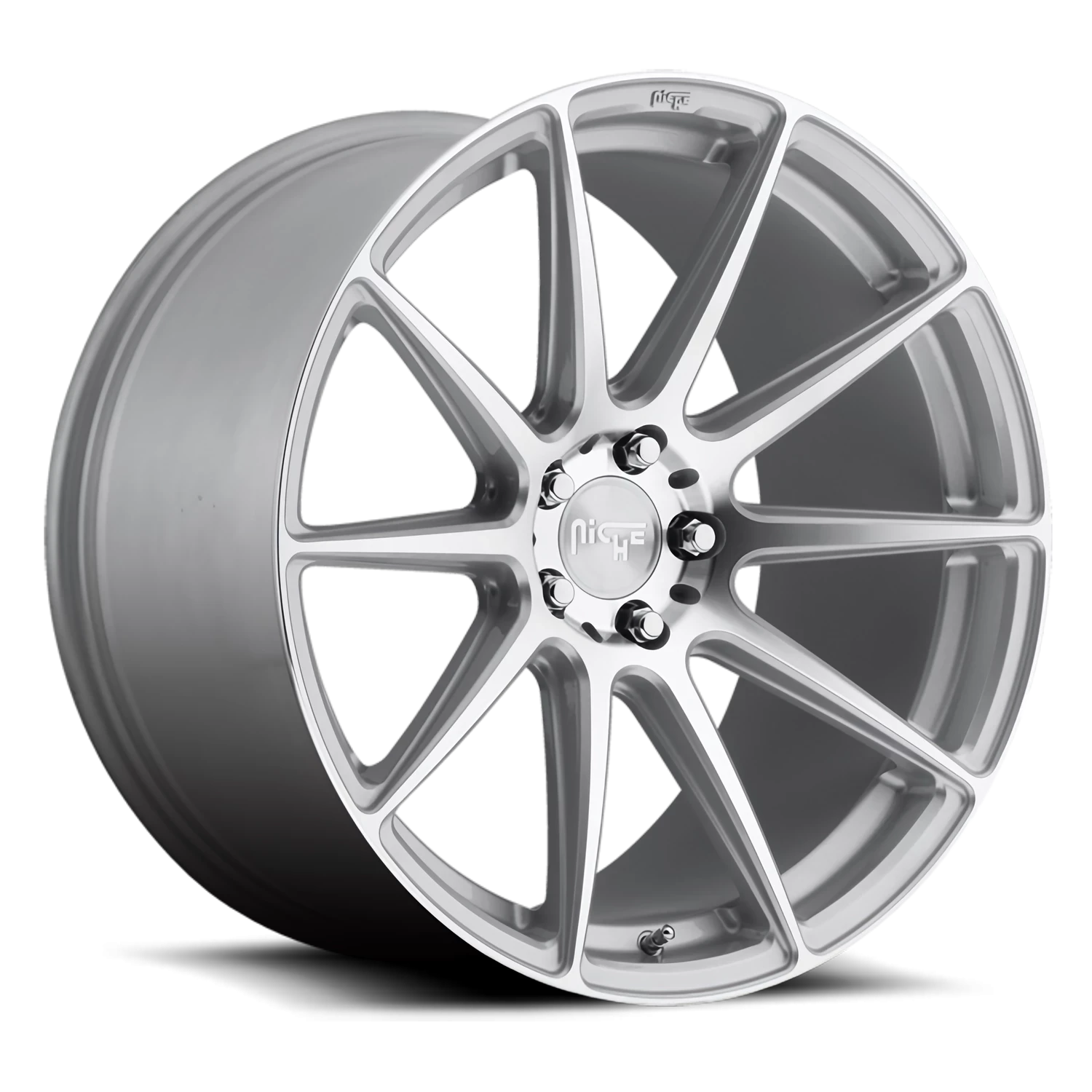 Niche Essen 20x10" 5x120mm 74.1mm CB +40mm Gloss Silver Machined