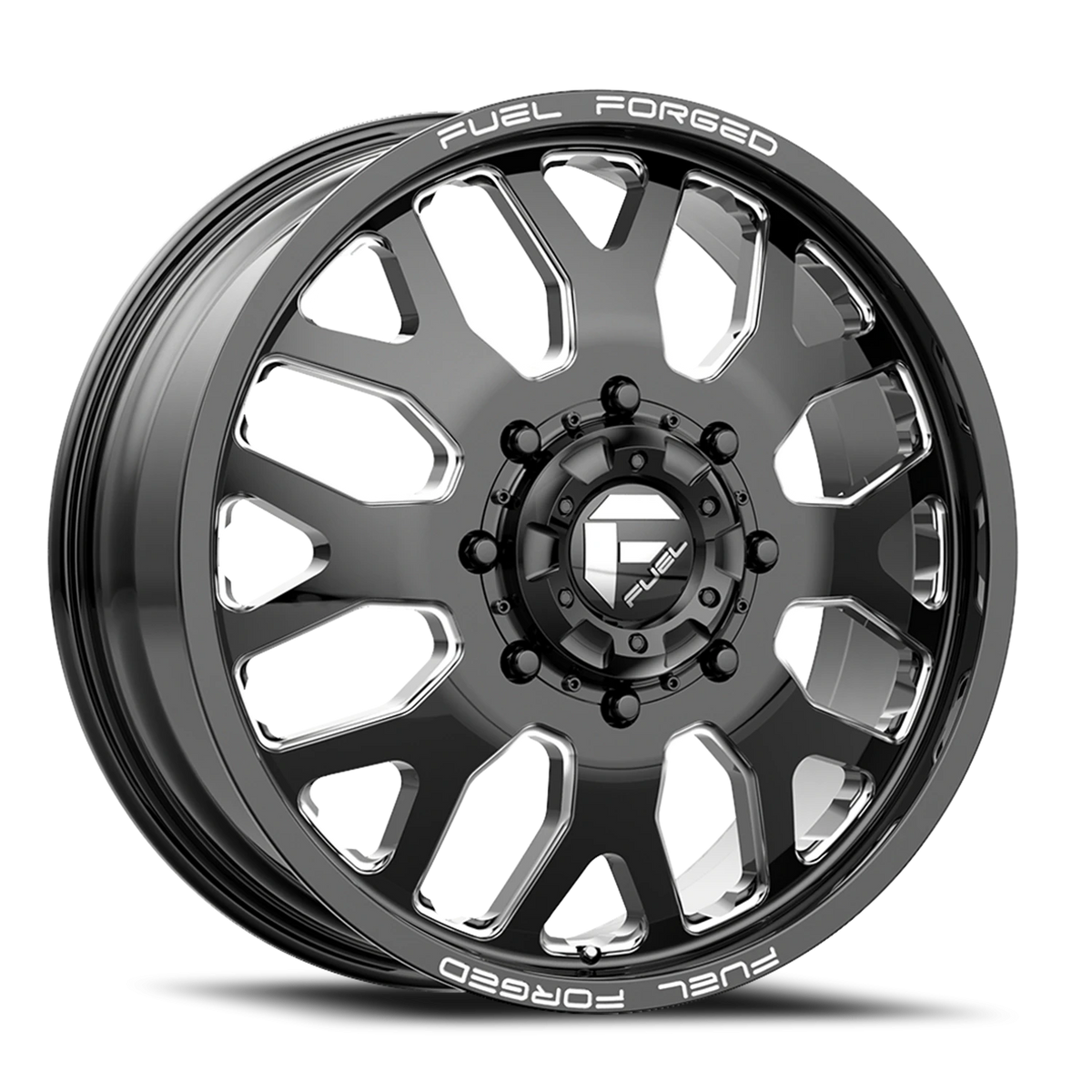 Fuel FF19D Dually 24x8.25 +105 8x200mm 142.2mm Gloss Black Milled