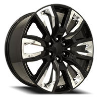 Factory Reproductions FR 207 GM Split 6 Spoke Replica GBCI 24x10 +31 6x139.7mm 78.1mm Black Chrome Inserts