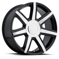 Factory Reproductions FR 56 Escalade Luxury Replica GBCI 22x9 +24 6x139.7mm 78.1mm Gloss Black Chrome Inserts