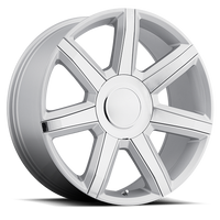 Factory Reproductions FR 56 Escalade Luxury Replica GSCI 22x9 +31 6x139.7mm 78.1mm Gloss Silver Chrome Inserts