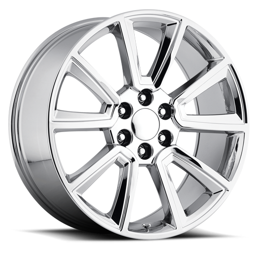 Factory Reproductions FR 57 2015 Tahoe Replica GYCI 22x9 +30 6x139.7mm 78.1mm Gloss Grey Chrome Inserts