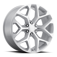 Factory Reproductions FR 59 Chevrolet Snowflake Replica SL 22x9 +24 6x139.7mm 78.1mm Gloss Silver Machined Face