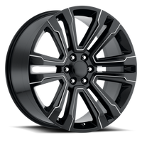 Factory Reproductions FR 72 2017 GMC Denali Replica GB-M 22x9 +24 6x139.7mm 78.1mm Gloss Black Milled Ball