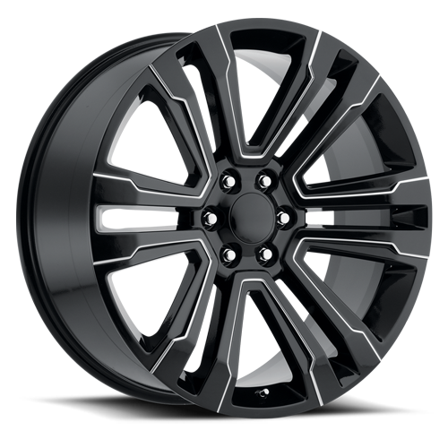 Factory Reproductions FR 72 2017 GMC Denali Replica GB-M 22x9 +24 6x139.7mm 78.1mm Gloss Black Milled Ball