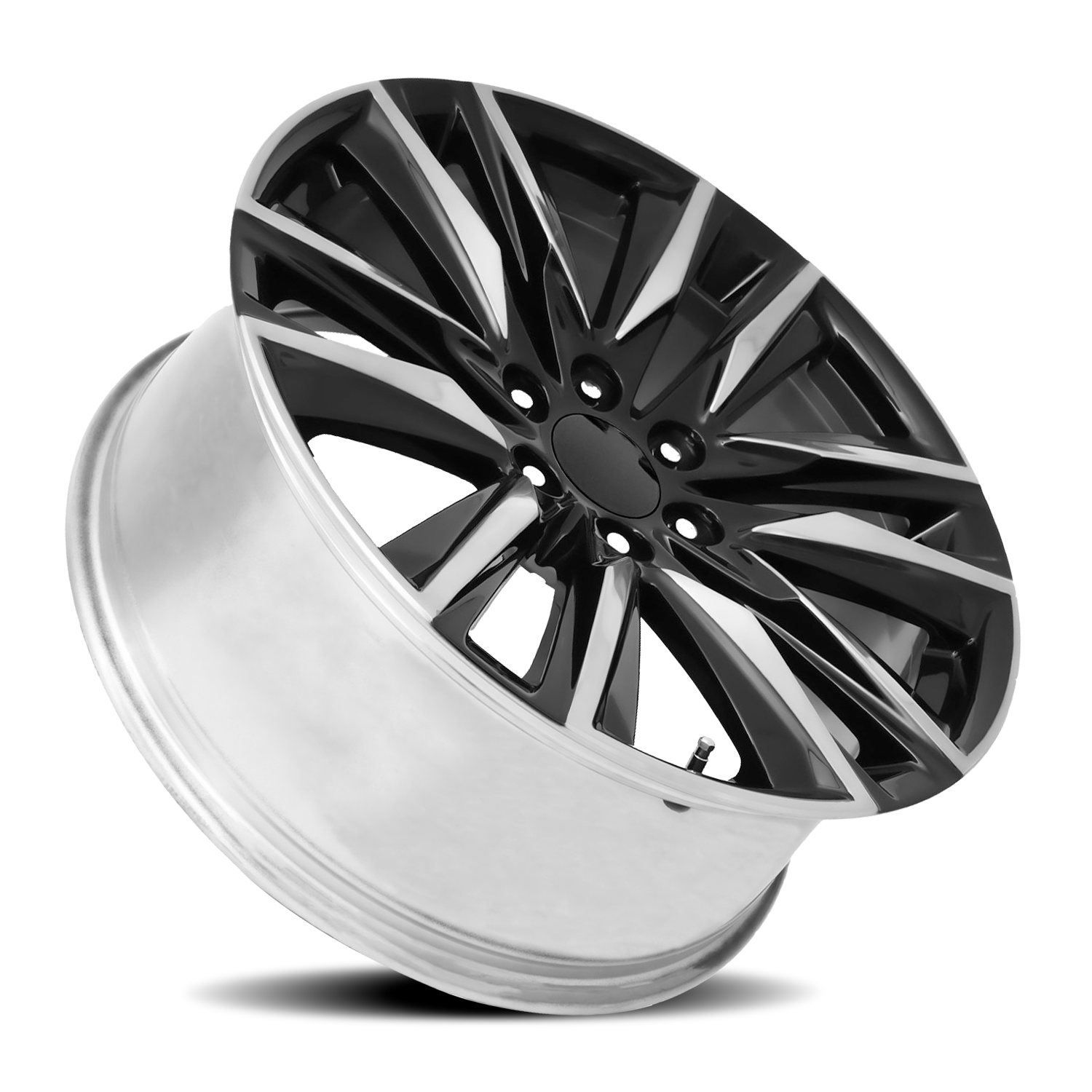 Factory Reproductions FR 90 2024 Escalade Sport Replica GBP 22x9 +28 6x139.7mm 78.1mm Gloss Black Polished Accent