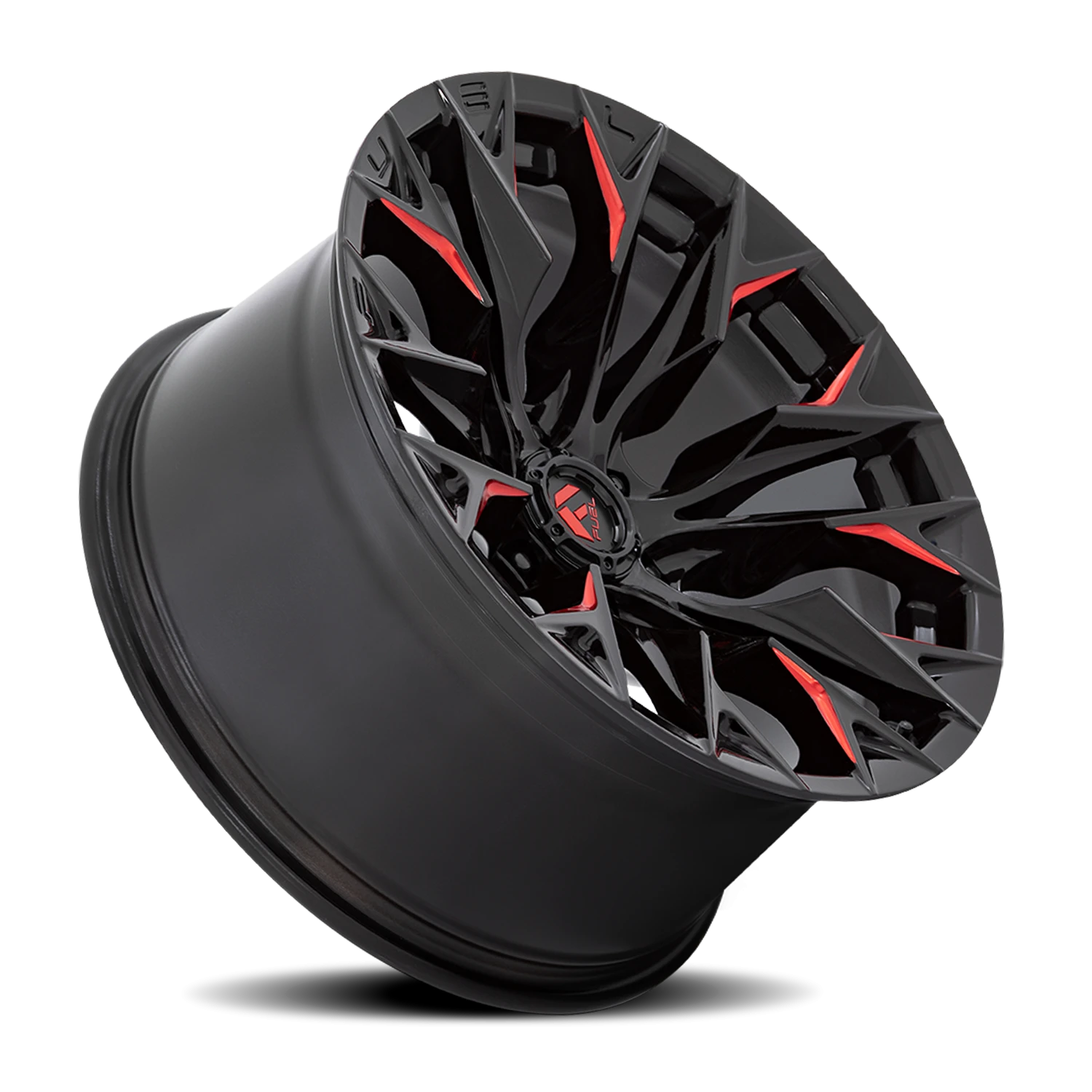 Fuel Flame 6 20x9" 6x139.7mm 106.1mm CB +1mm Gloss Black Milled Candy Red