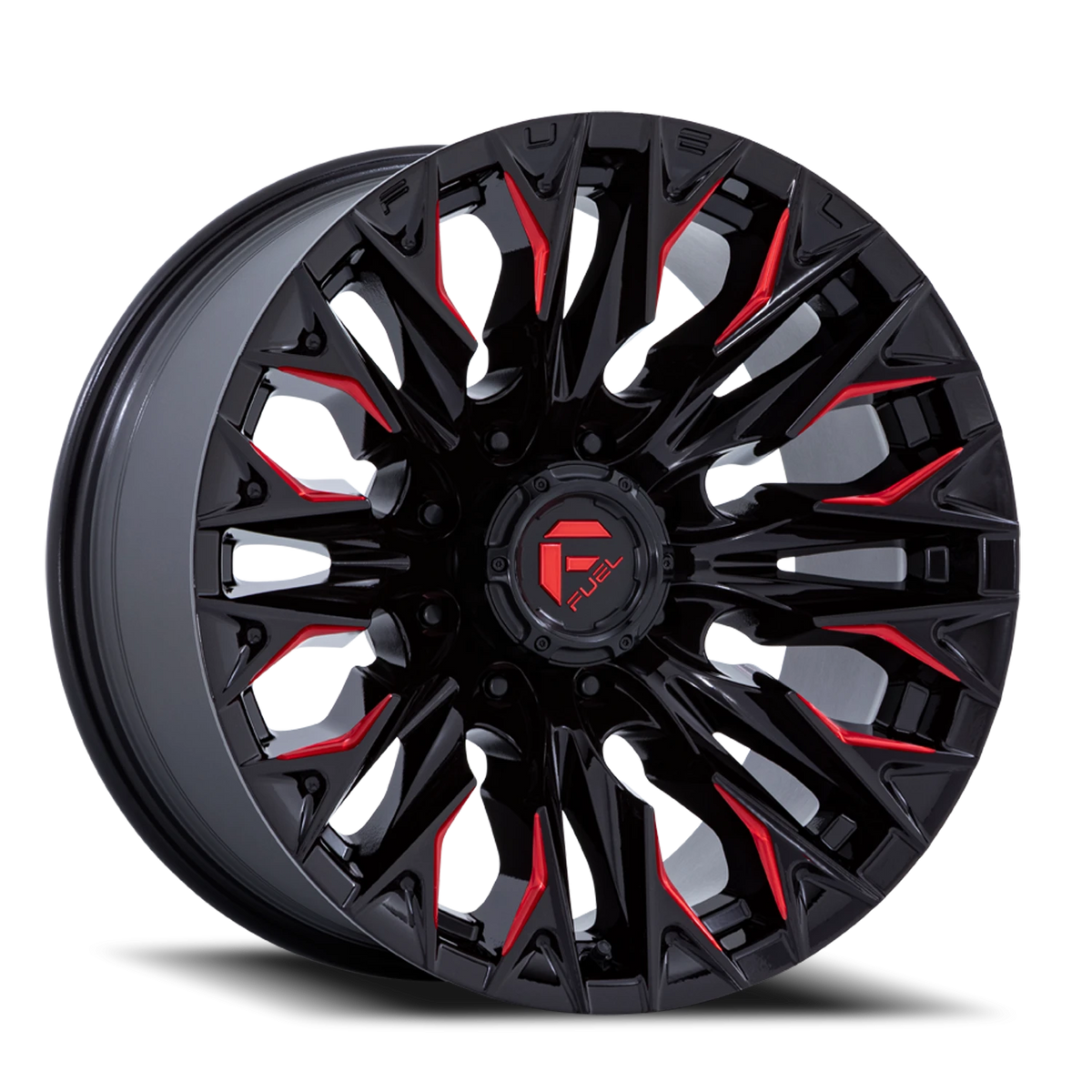 Fuel Flame 8 20x9 +20 8x170mm 125.1mm Gloss Black Milled Candy Red
