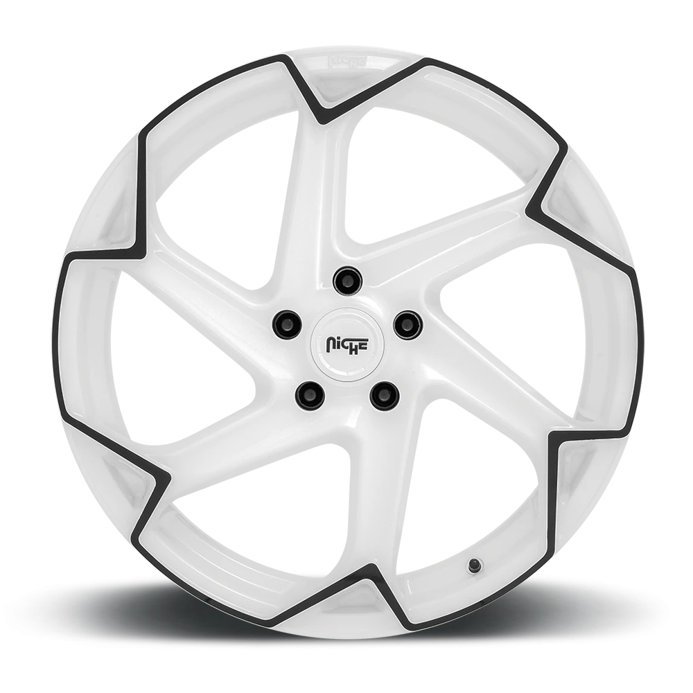 Niche Flash 20x10.5" 5x112mm 66.56mm CB +27mm Gloss White Black