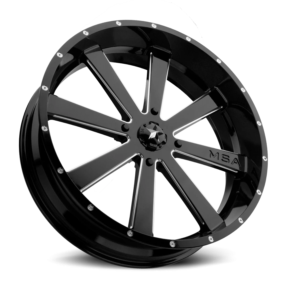 MSA Flash 18x7" 4x137mm 112mm CB 0mm Gloss Black Milled