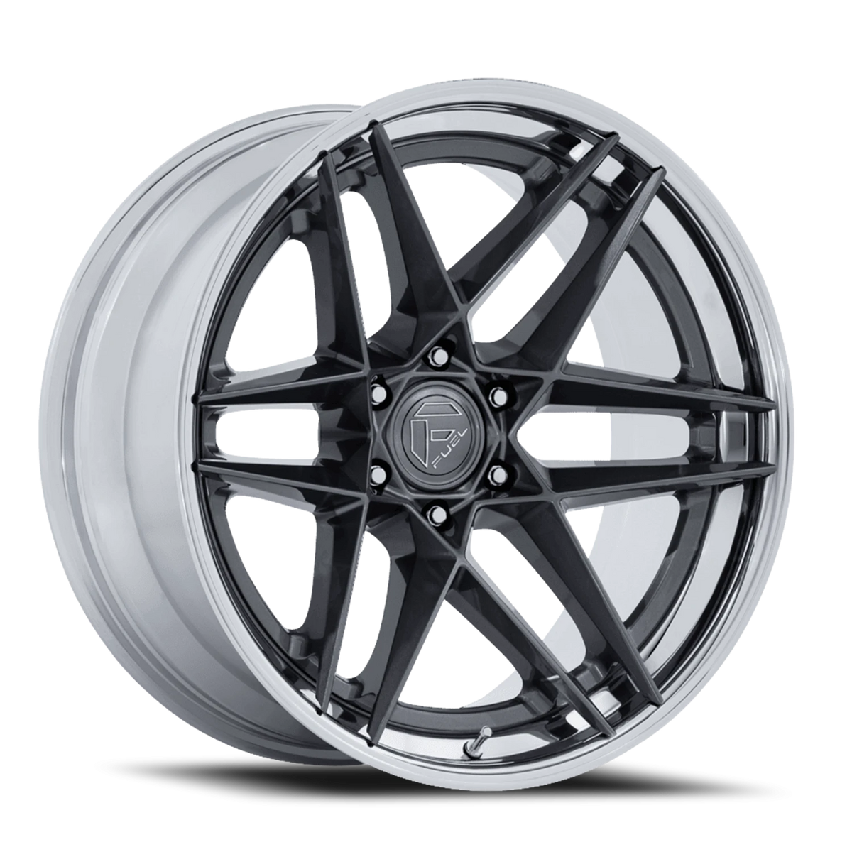 Fuel Flight 22x10 -18 6x135mm 87.1mm Gloss Gunmetal Chrome Lip