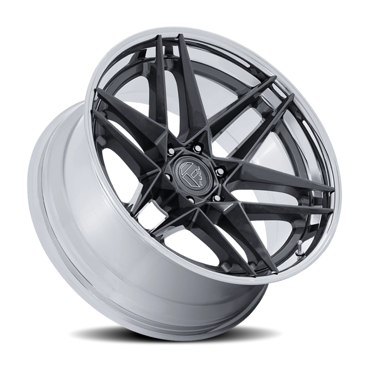 Fuel Flight 22x10 -18 6x135mm 87.1mm Gloss Gunmetal Chrome Lip
