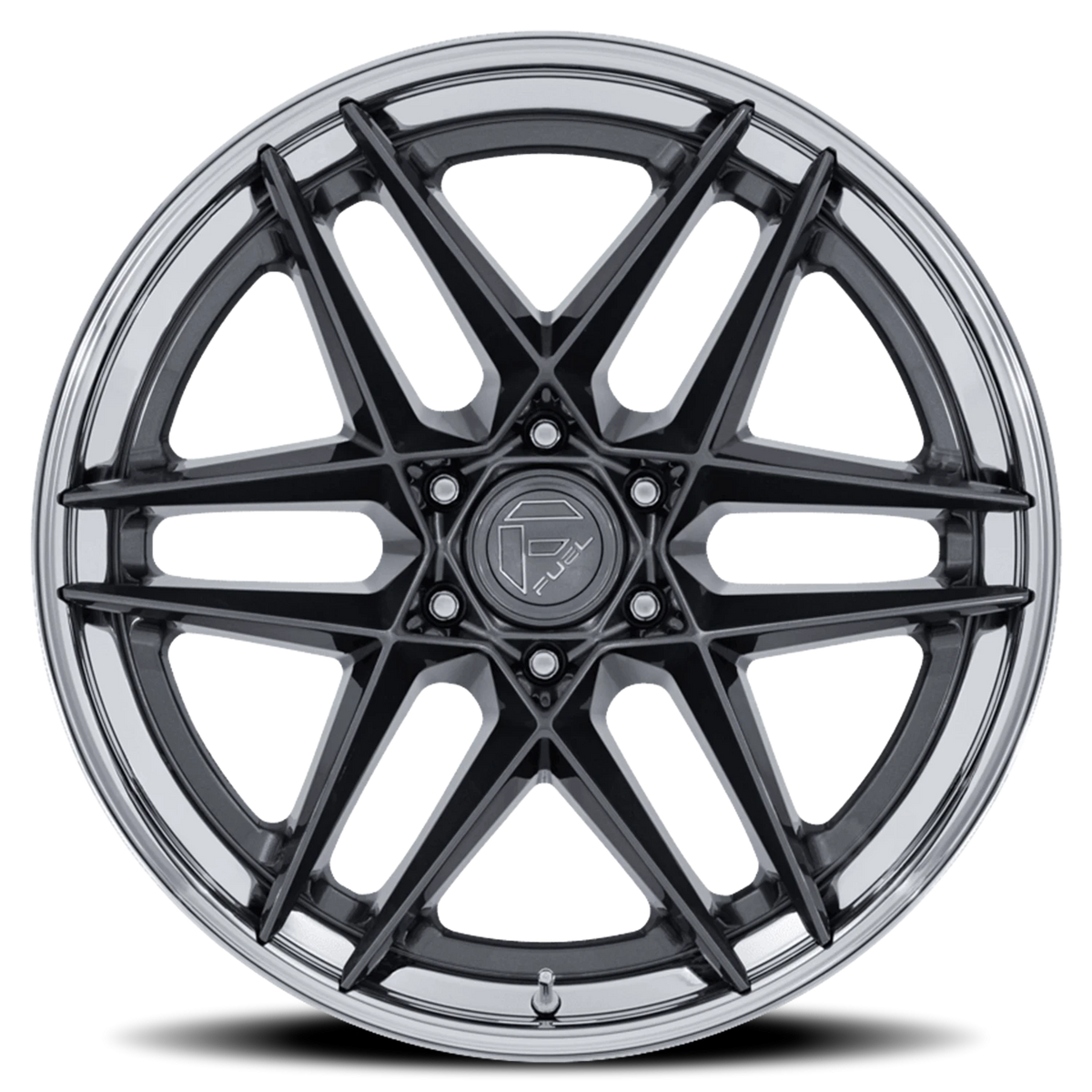 Fuel Flight 22x10 -18 6x135mm 87.1mm Gloss Gunmetal Chrome Lip