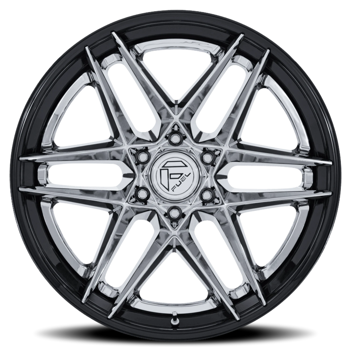 Fuel Flight 22x10 -18 6x135mm 87.1mm Chrome Gloss Black Lip
