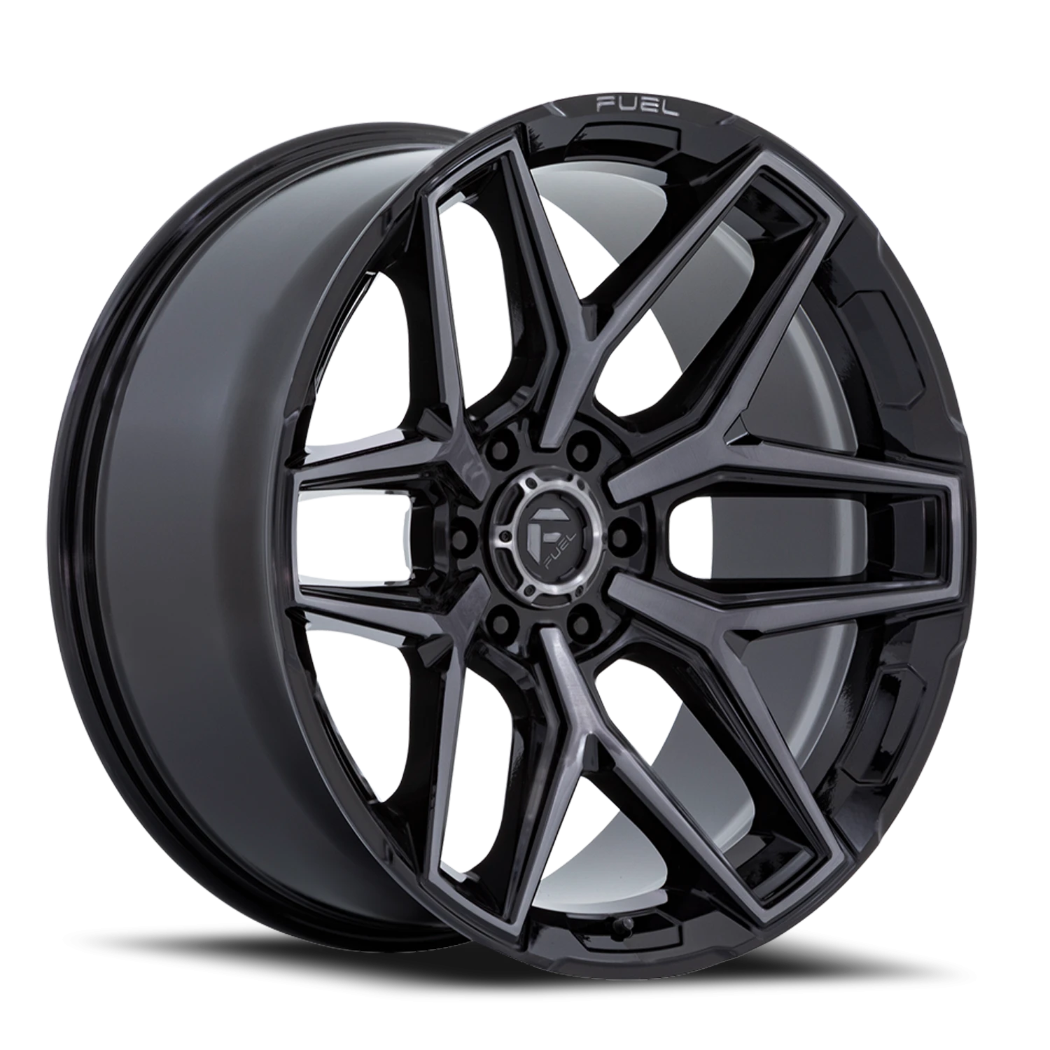 Fuel Flux 6 22x10" 6x139.7mm 106.1mm CB -18mm Gloss Black Brushed Gray Tint