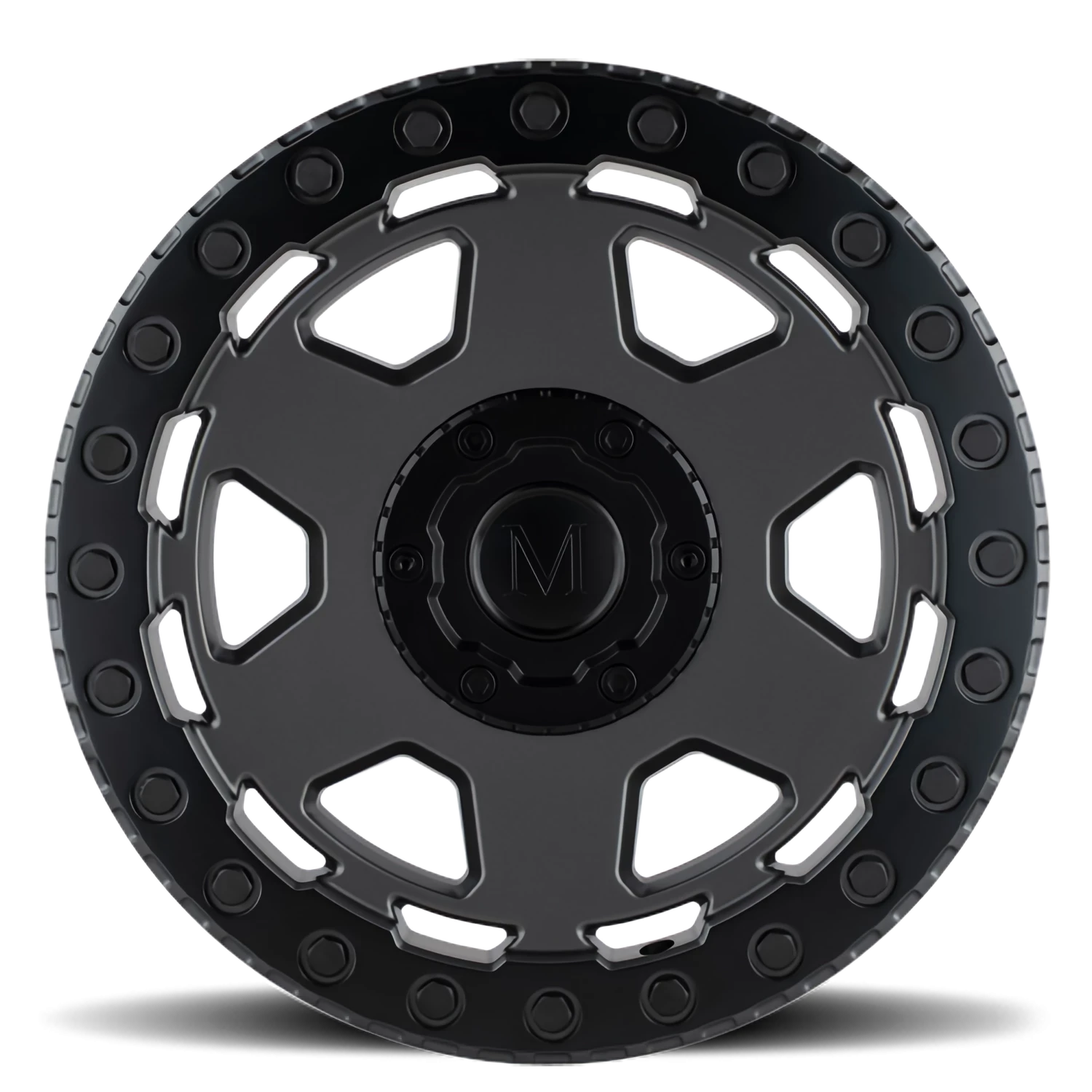 Mandrus Forscher 20x9" 5x112mm 66.6mm CB +10mm Matte Gunmetal Black Lip Edge