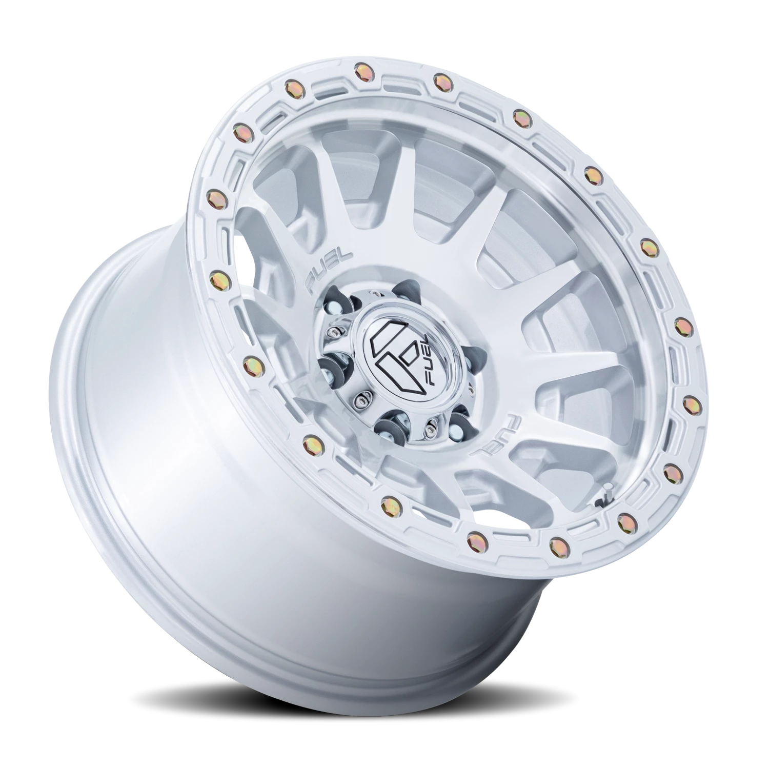 Fuel Fortress 17x8.5" 5x127mm 71.5mm CB +25mm Gloss Silver Machined Face