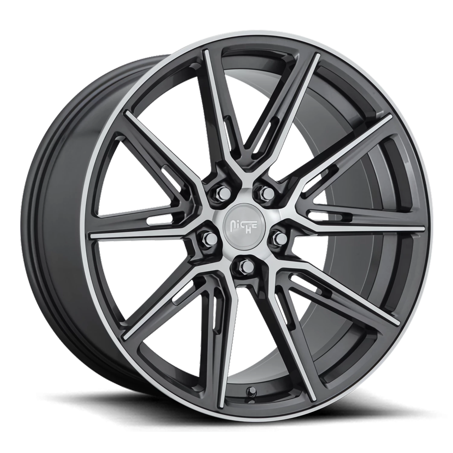 Niche Gemello 20x9" 5x114.3mm 72.6mm CB +35mm Gloss Anthracite Machined