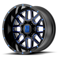 XD Series Grenade 20x9" 6x139.7mm 106.1mm CB 0mm Satin Black Milled-Blue Tinted-Clear Coat