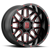 XD Series Grenade 20x12" 6x139.7mm 106.1mm CB -44mm Satin Black Milled-Red Tinted-Clear Coat