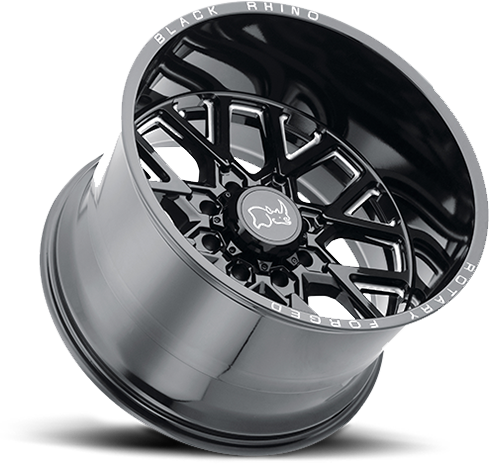 Black Rhino Grimlock 20x11.5 -44 5x127mm 71.6mm Gloss Black Milled Spokes