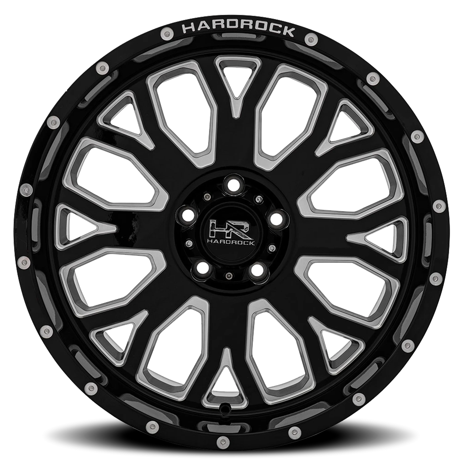 Hardrock Offroad Slammer Xposed H504 20x12" 5x139.7mm 87mm CB -44mm Gloss Black Milled