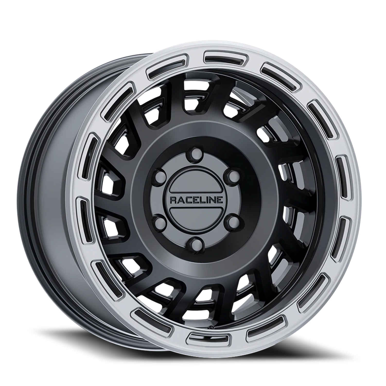 Raceline Halo 17x8.5" 6x120mm 67.1mm CB 0mm Satin Black Silver Ring