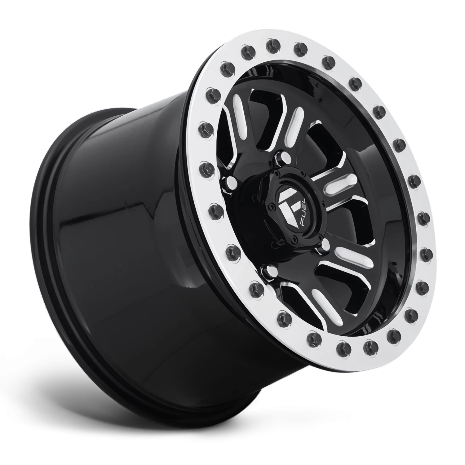 Fuel Hardline UTV 15x7" 4x156mm 132mm CB +38mm Gloss Black Milled-Beadlock