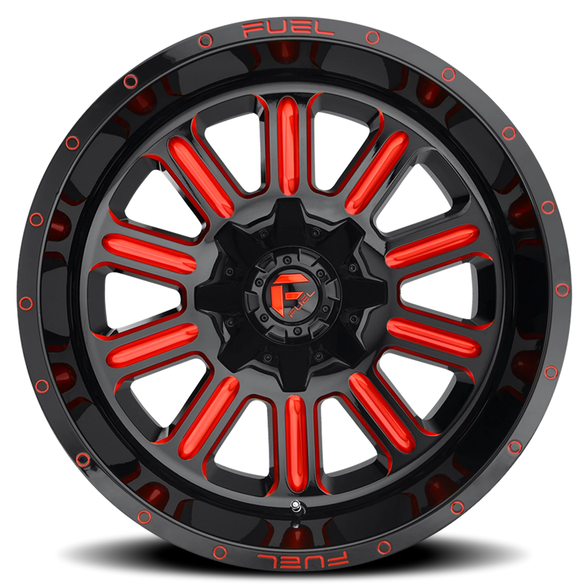 Fuel Hardline 20x12 -44 5x114.3mm 78.1mm Gloss Black Candy Red