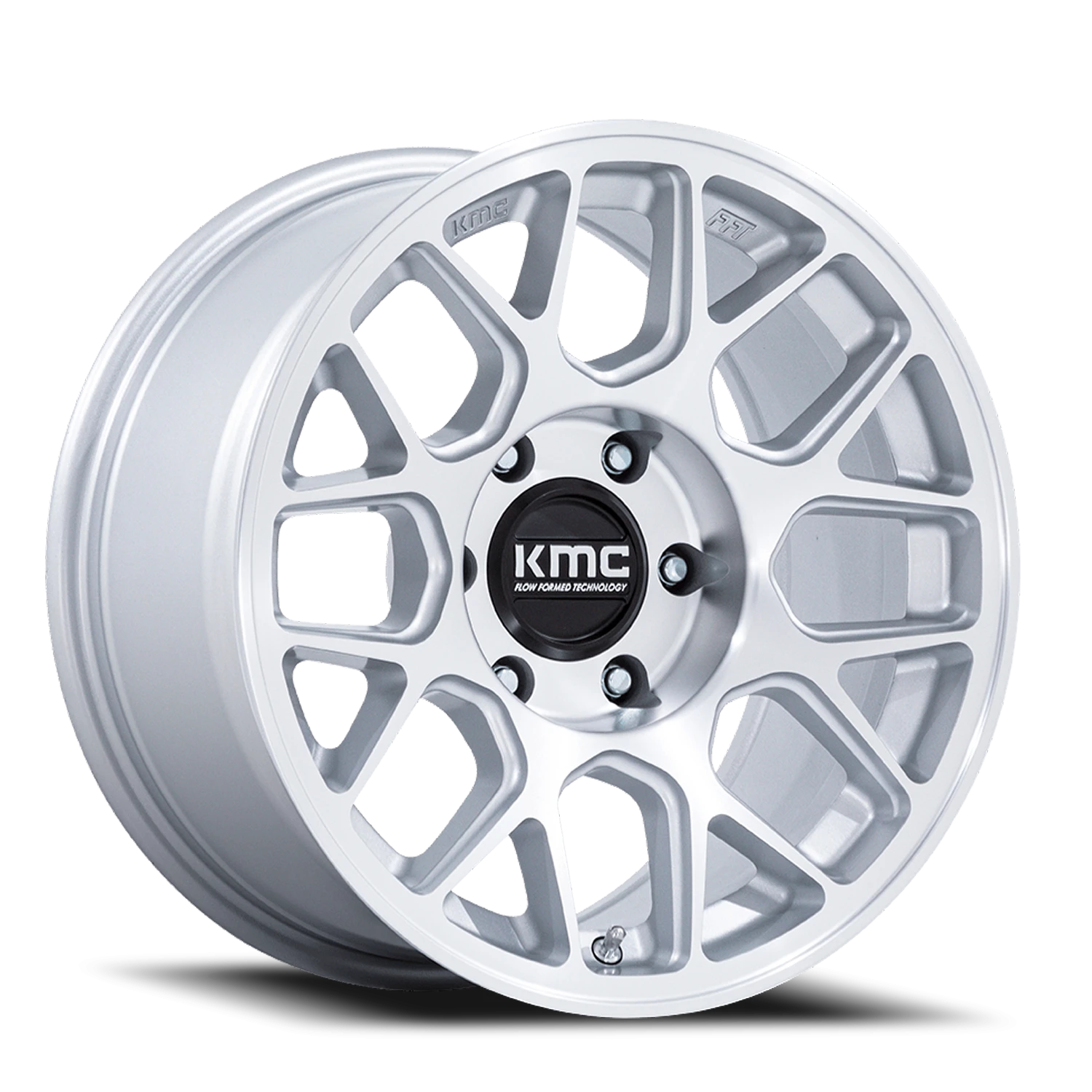 KMC Hatchet 17x8.5" 6x120mm 66.9mm CB +25mm Gloss Silver Machined Face