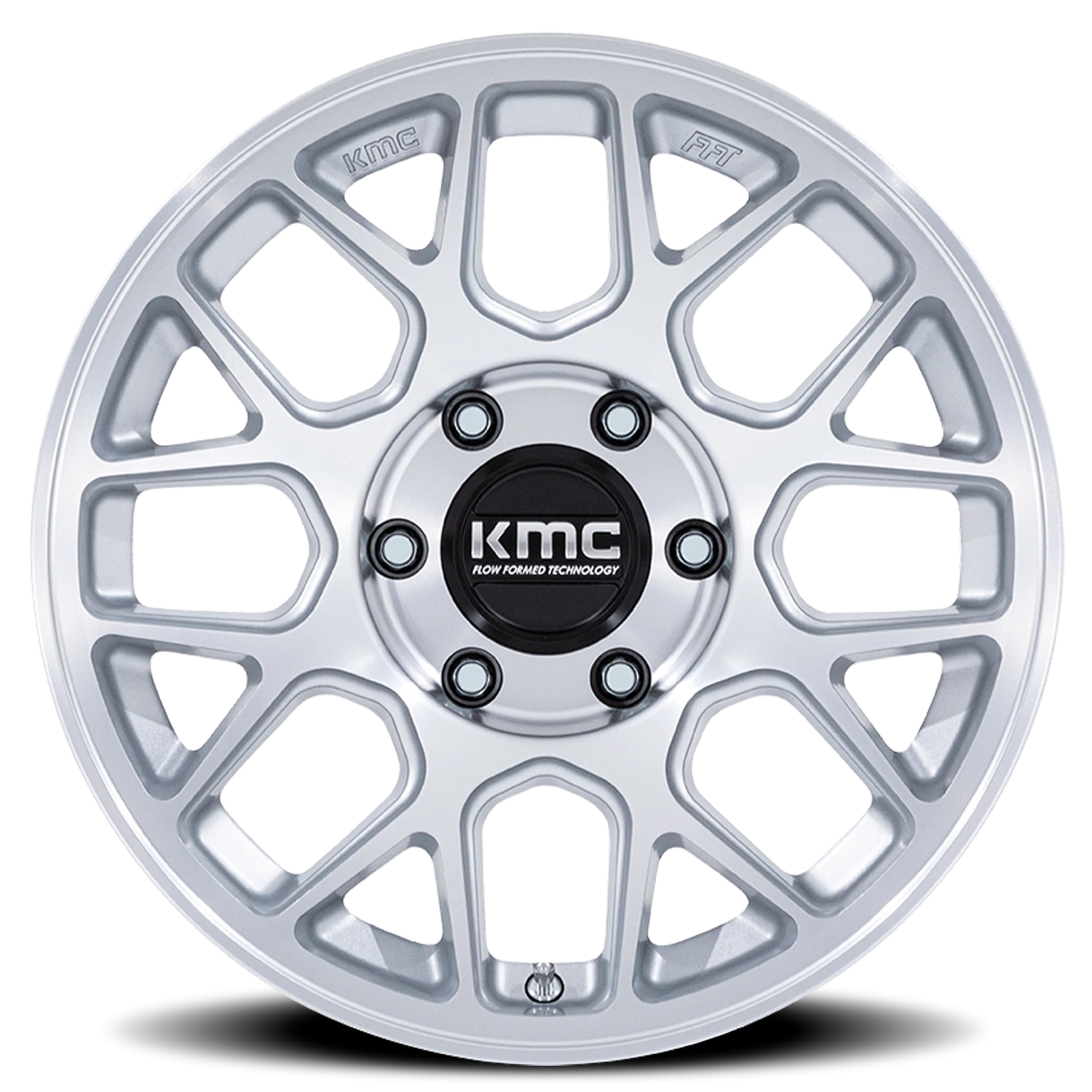 KMC Hatchet 17x8.5" 6x120mm 66.9mm CB +25mm Gloss Silver Machined Face
