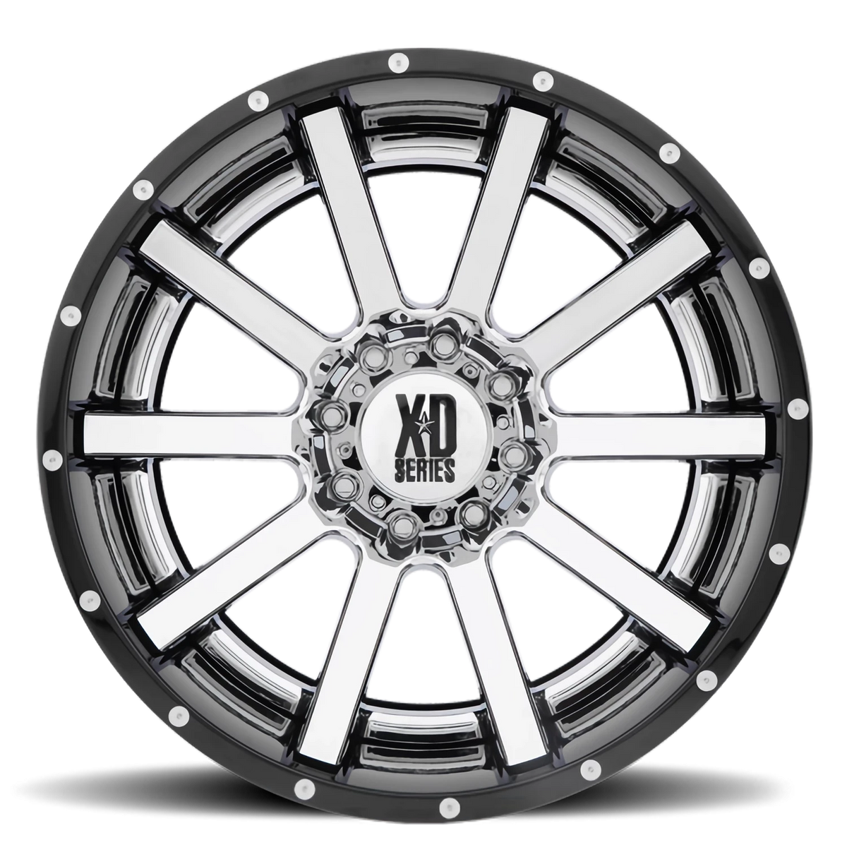 XD Series Heist 22x10 -18 8x180mm Chrome Gloss Black-Milled Lip
