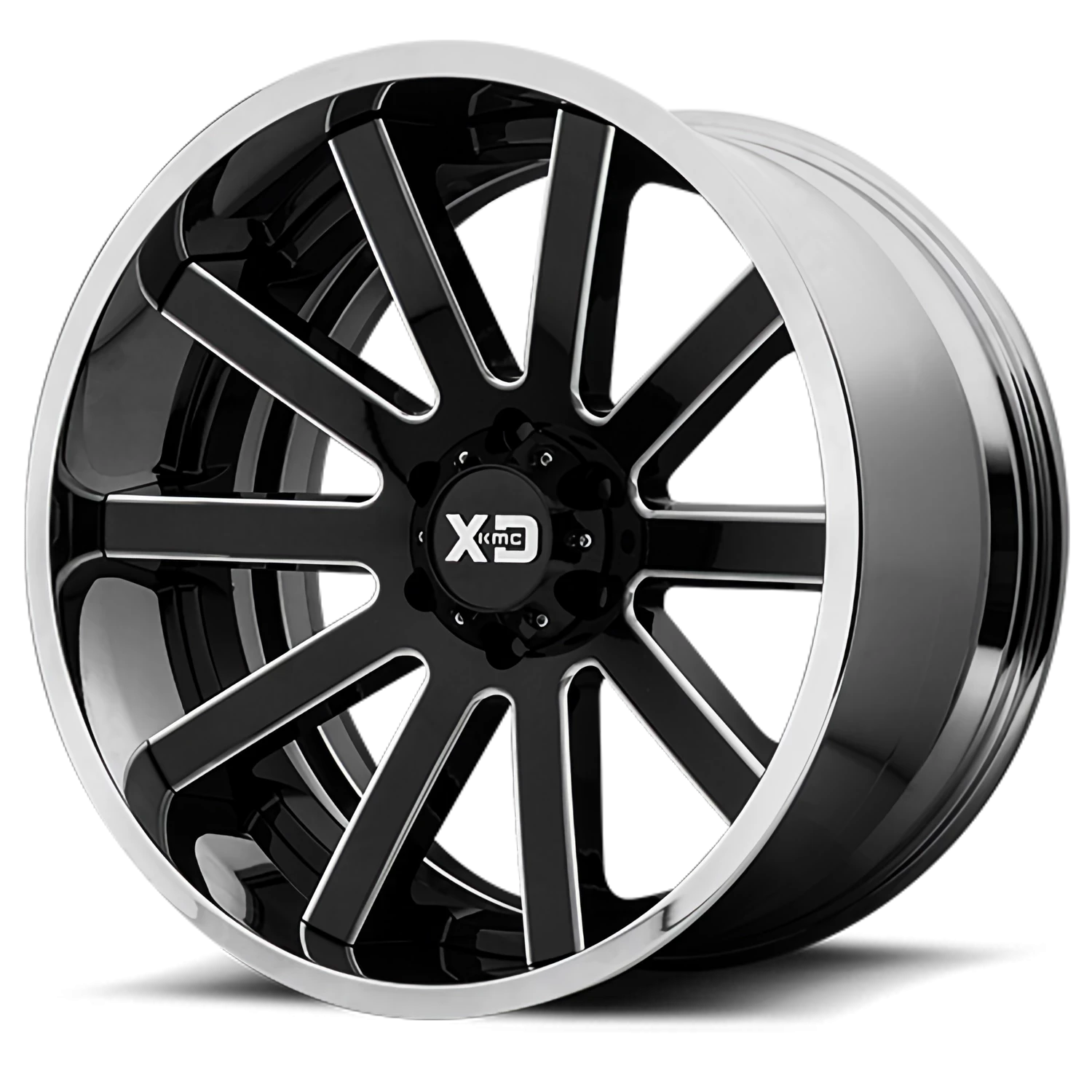 XD Series Heist 22x10" 5x127mm 72.6mm CB -18mm Gloss Black Milled Center-Chrome Lip