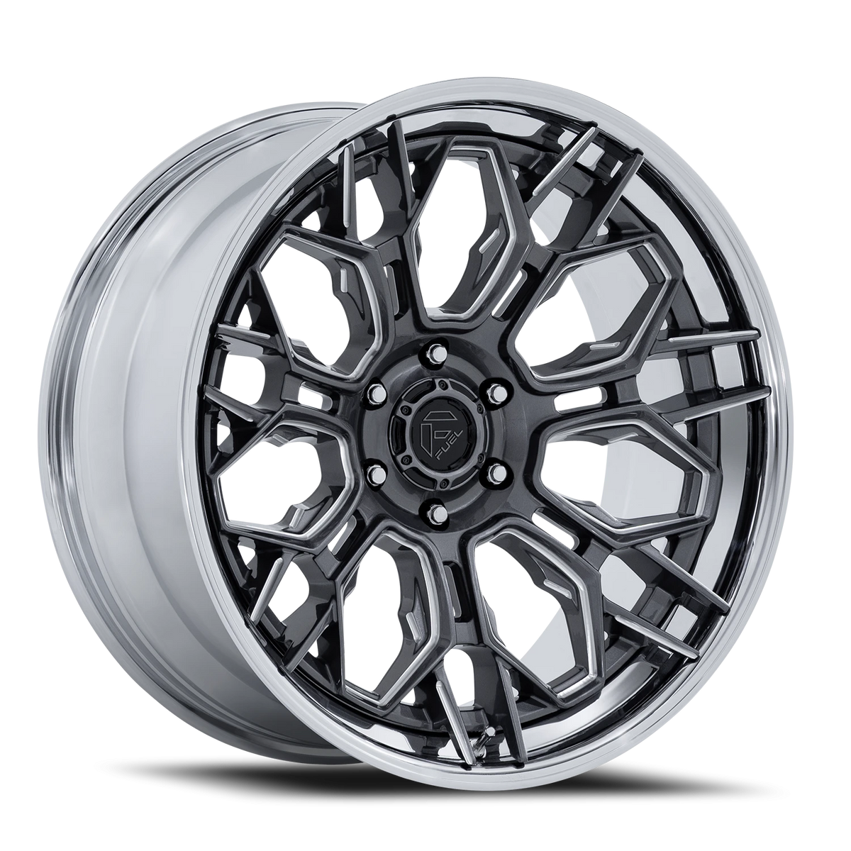 Fuel Hive 22x10 -18 6x139.7mm 106.1mm Gloss Gunmetal Chrome Lip