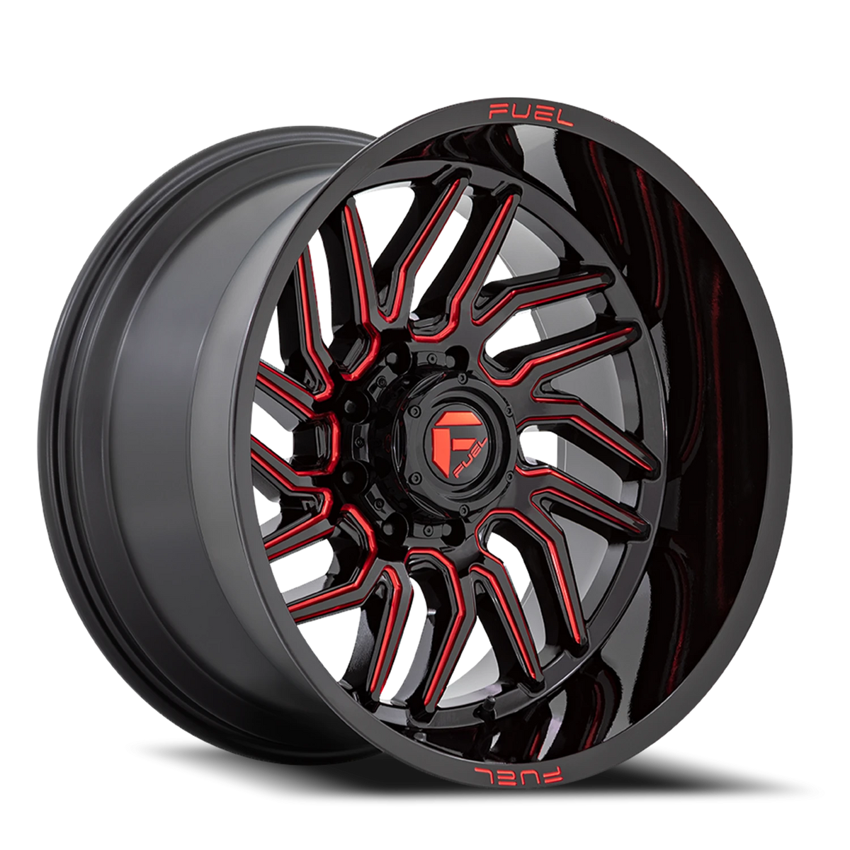 Fuel Hurricane 24x12 -44 5x127mm 71.5mm Gloss Black Red Milled