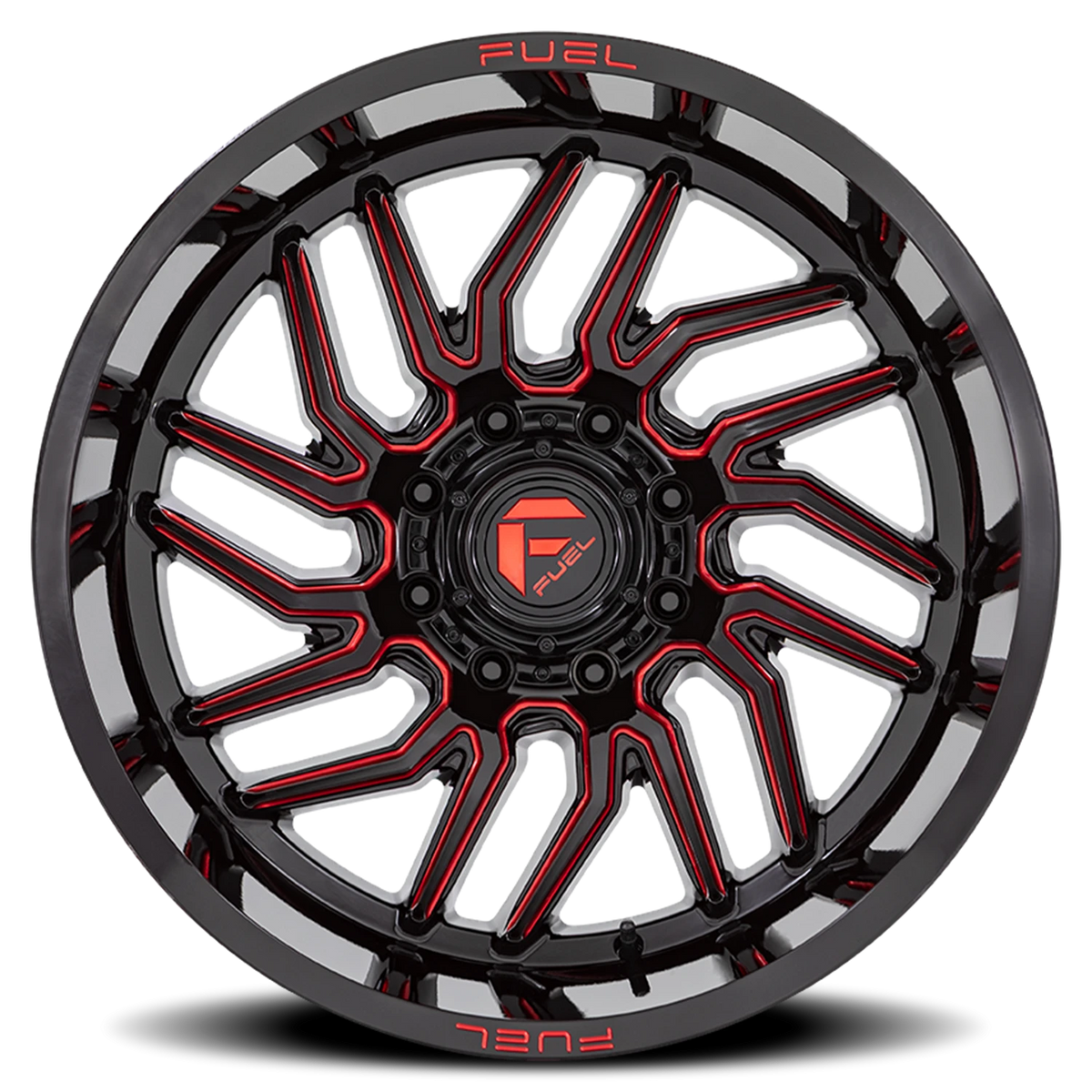 Fuel Hurricane 24x12 -44 5x127mm 71.5mm Gloss Black Red Milled