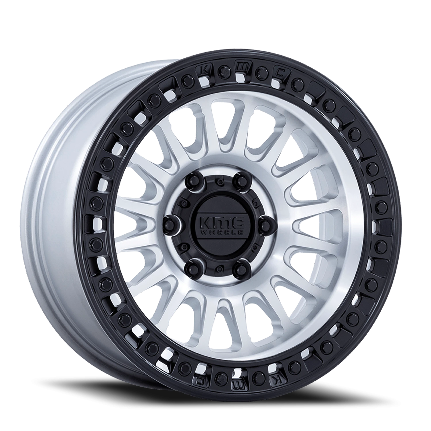 KMC IMS 17x8.5" 6x139.7mm 106.1mm CB -10mm Machined Silver Matte Black Lip