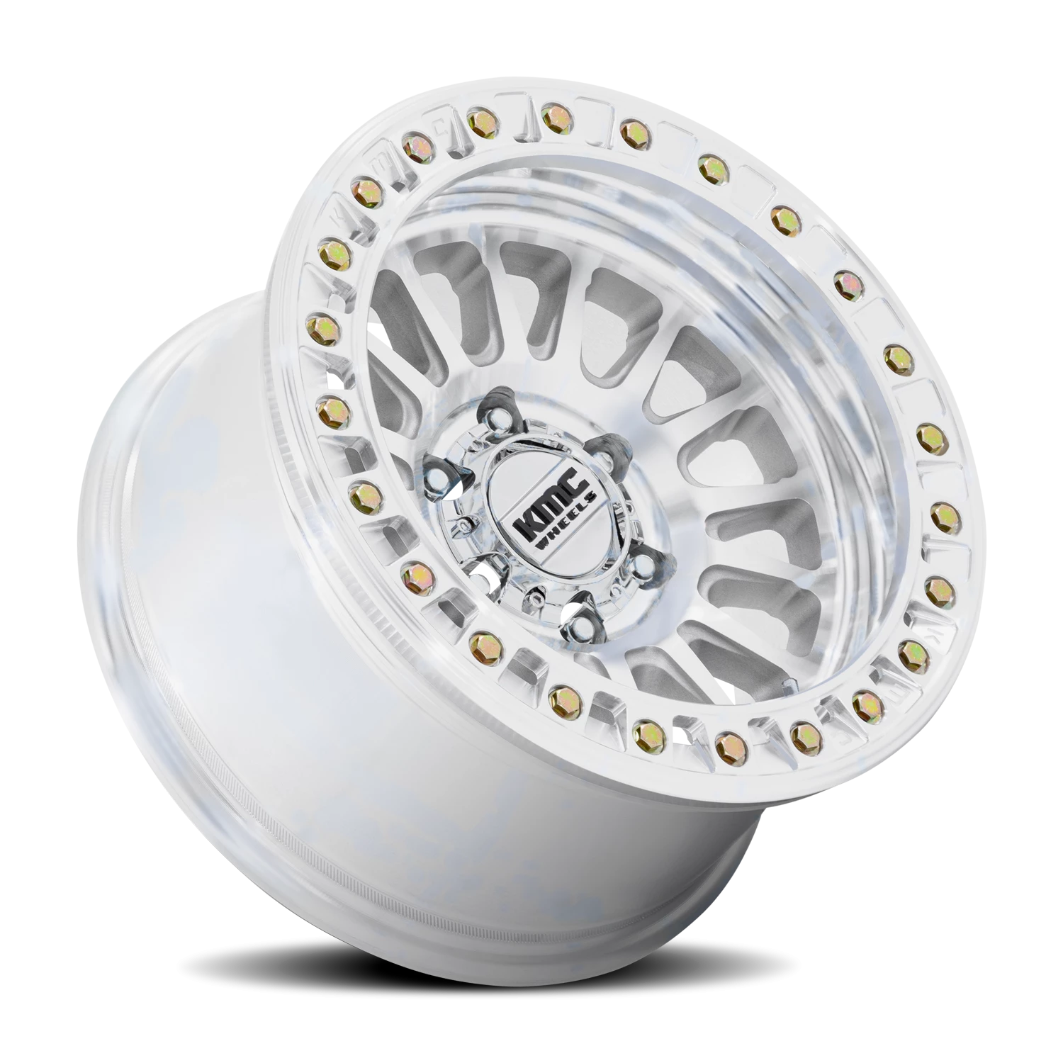 KMC Impact Beadlock 17x9" 5x127mm 71.5mm CB -38mm Machined Silver