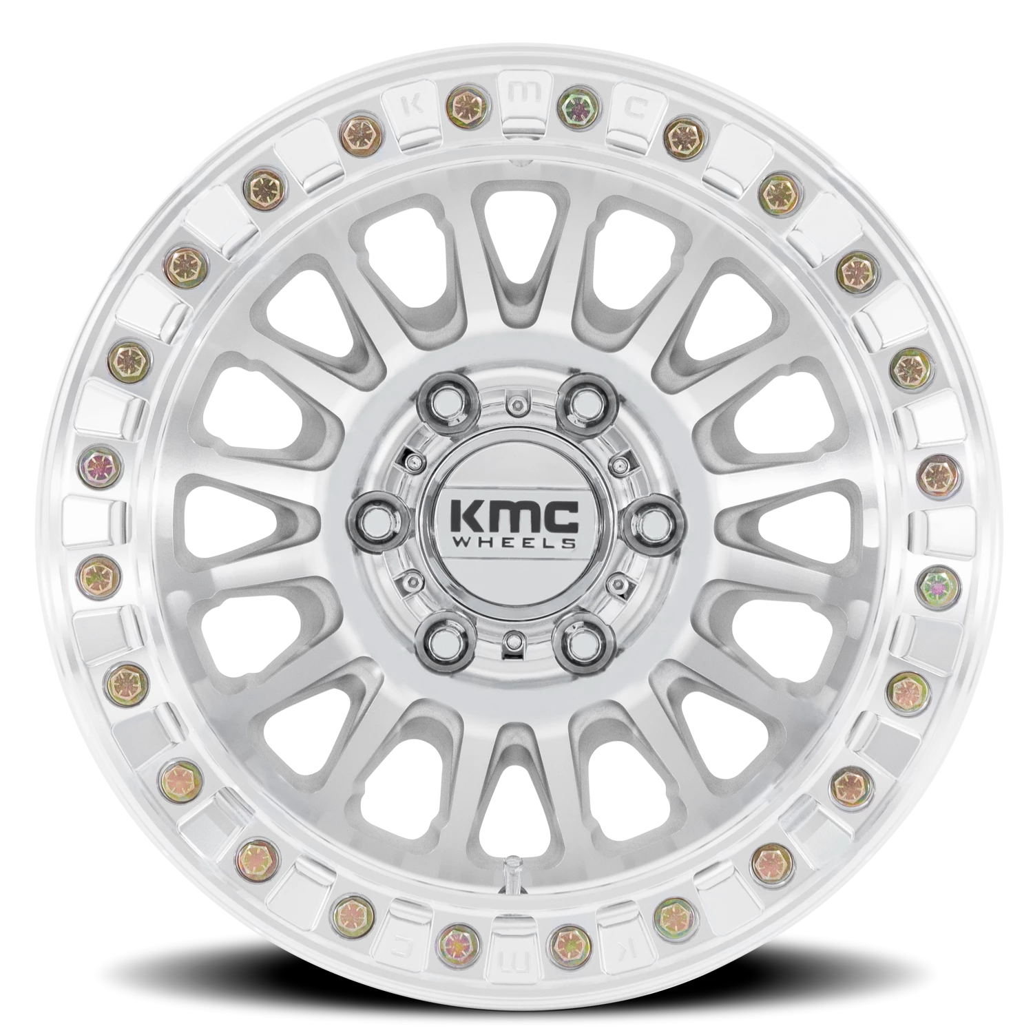 KMC Impact Beadlock 17x9" 5x127mm 71.5mm CB -12mm Machined Silver