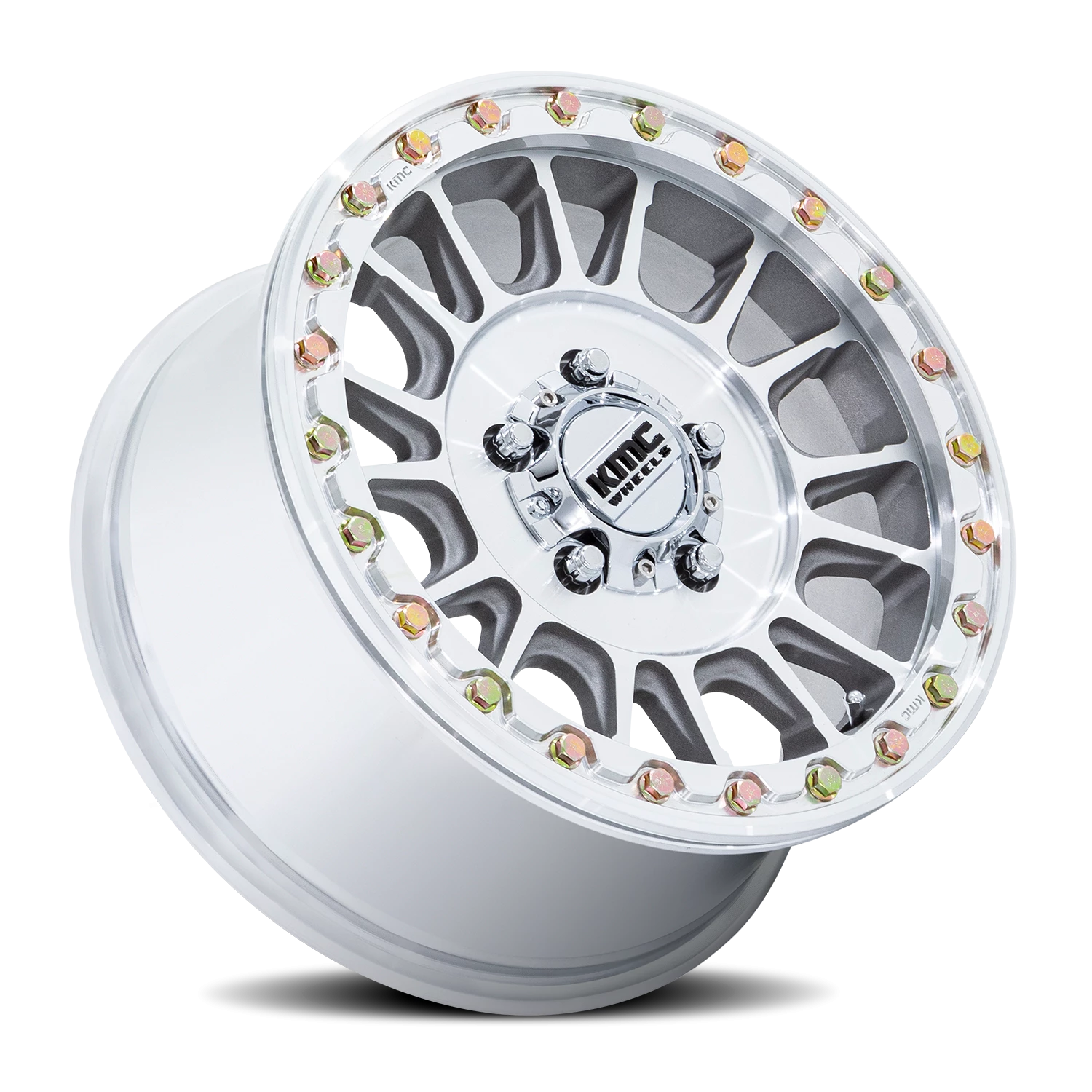 KMC Impact UTV Beadlock 15x7" 4x137mm 96mm CB +38mm Machined Silver
