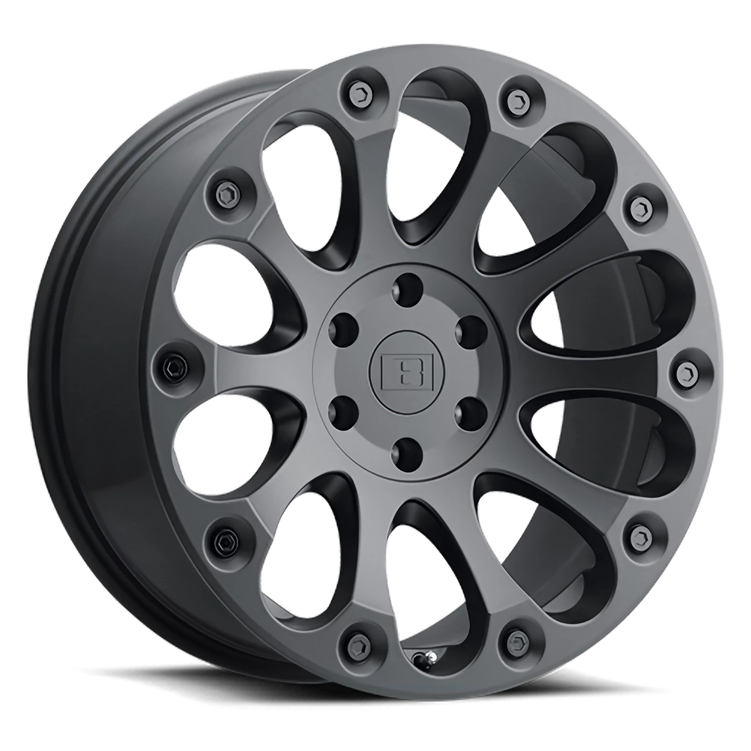 Level 8 Impact 16x8.5" 6x132mm 74.5mm CB +12mm Matte Black