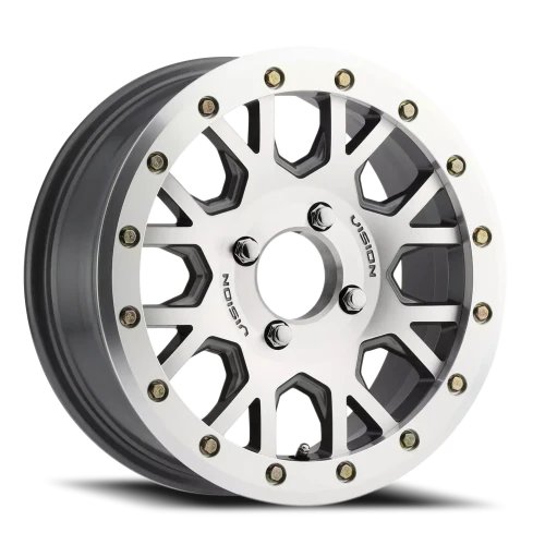 Vision GV8BL 15x6 +32 4x115mm 80mm Gunmetal Machined Face-Machined Ring-Gold Rivets