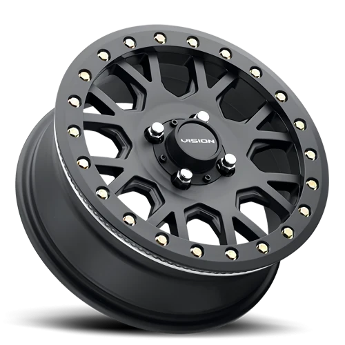 Vision GV8BL 15x6 +12 4x156mm 131.1mm Satin Black Gold Rivets
