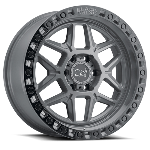 Black Rhino Kelso 18x9" 5x127mm 71.6mm CB -18mm Battleship Gray Black Lip Edge-Black Bolts