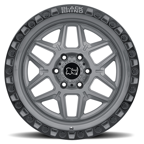 Black Rhino Kelso 18x9" 6x114.3mm 76.1mm CB +12mm Battleship Gray Black Lip Edge-Black Bolts