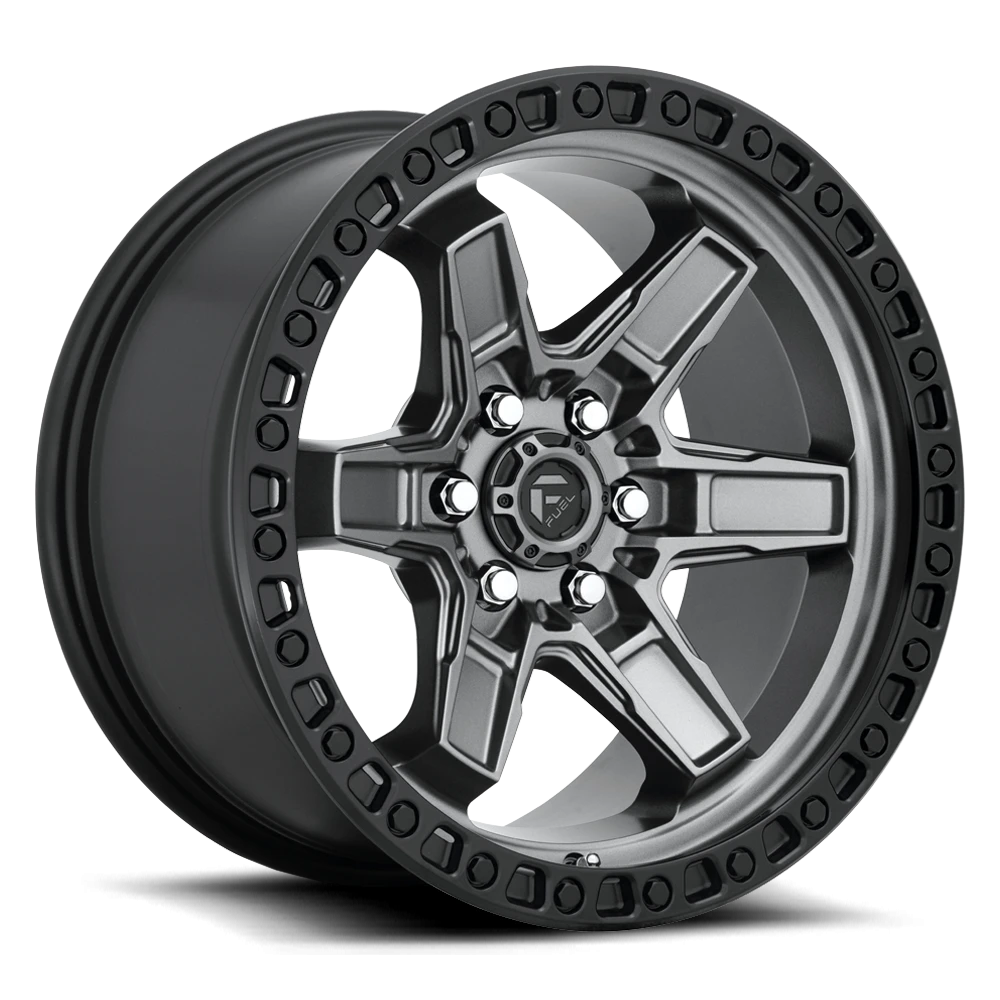 Fuel Kicker 17x9" 6x139.7mm 106.1mm CB +1mm Matte Gunmetal Black Bead Ring